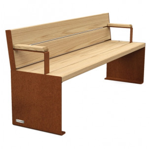 banc Primium 450 bois et acier longueur 1800 mm avec accoudoirs procity fabrication francaise