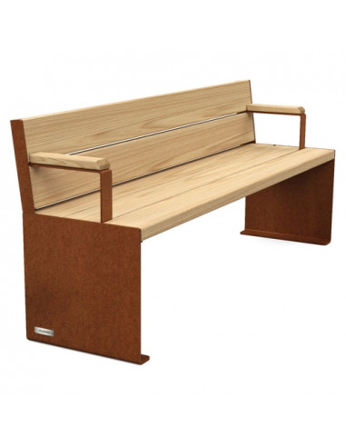 banc Primium 450 bois et acier longueur 1800 mm avec accoudoirs procity fabrication francaise