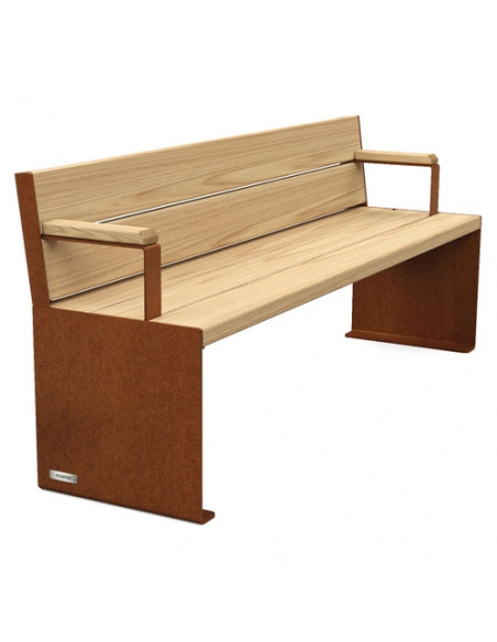 banc Primium 450 bois et acier longueur 1800 mm avec accoudoirs procity fabrication francaise