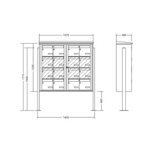 Boîte aux lettres 16 volumes sur pied platine