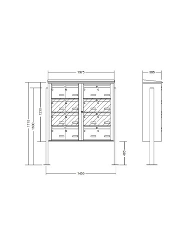 Boîte aux lettres 16 volumes sur pied platine